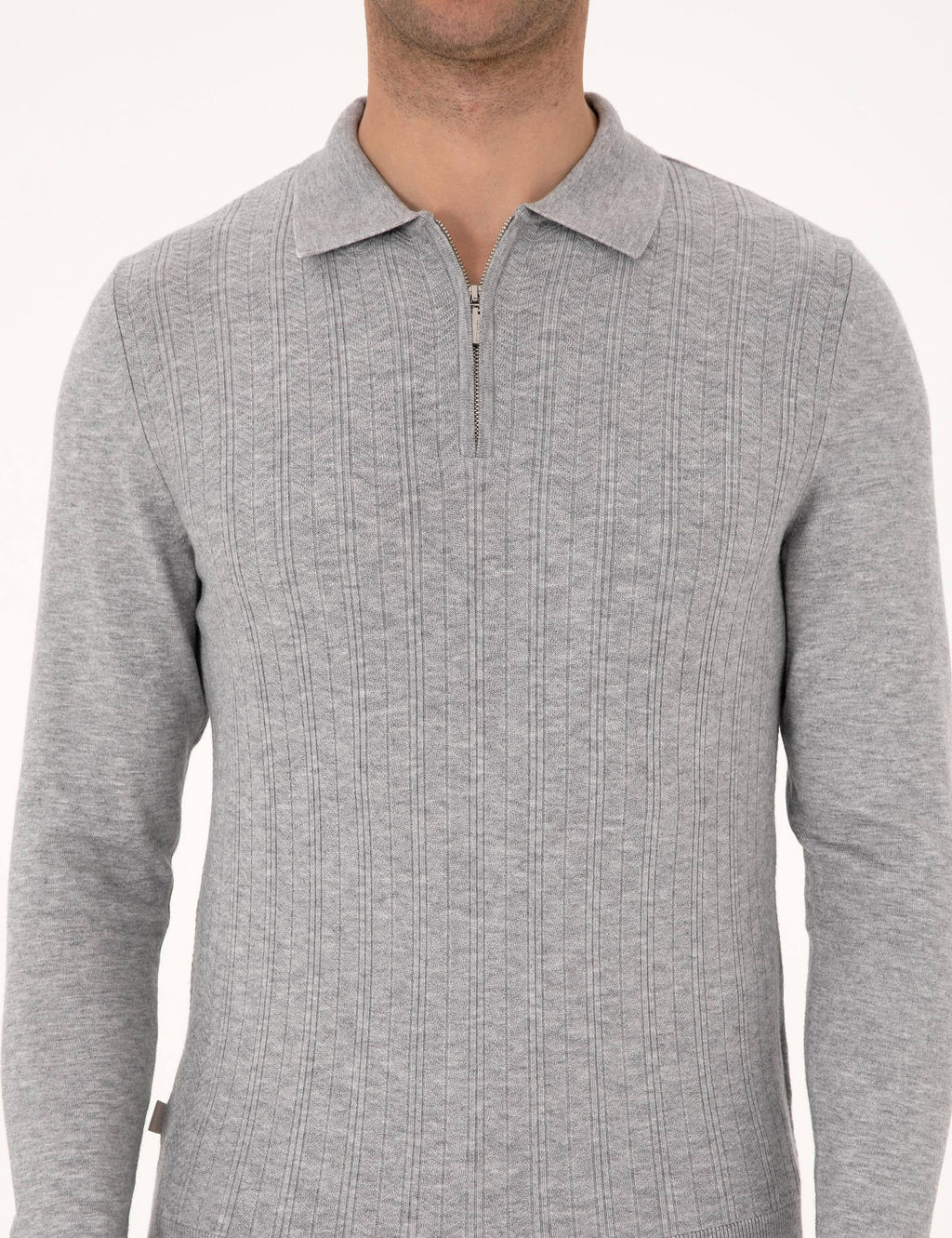 A__k Gri Melanj Regular Fit Polo Yaka Fermuarl_ Triko Kazak - Pierre cardin фото 6