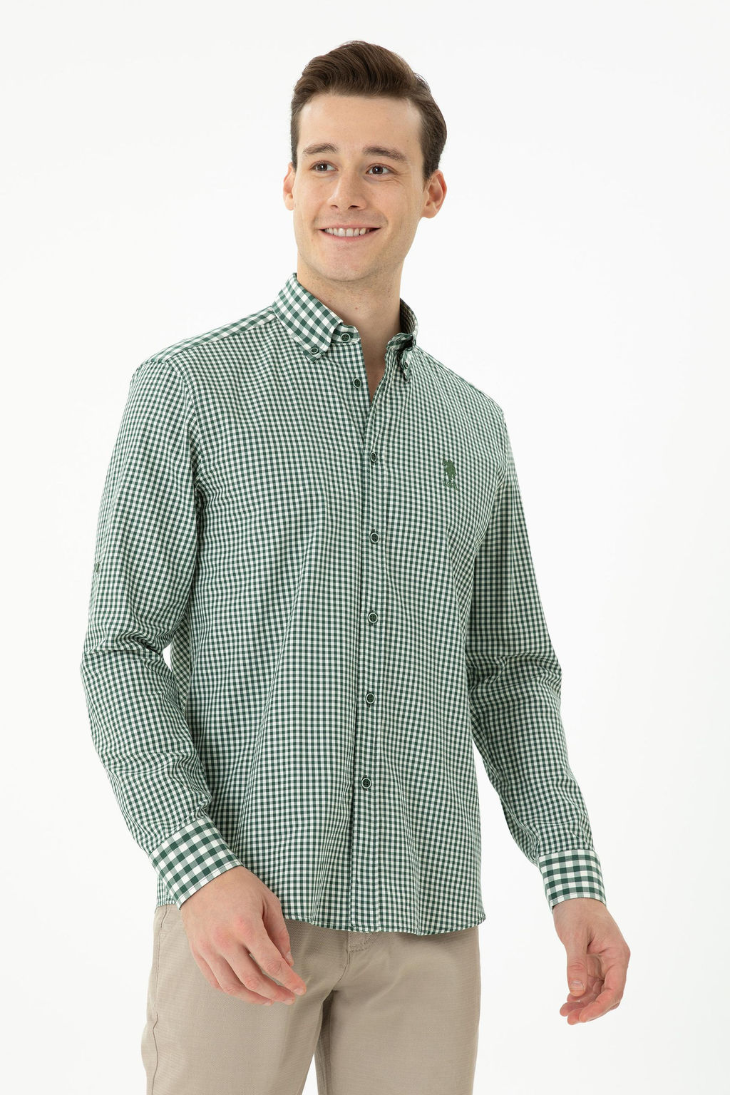 Мужская зеленая рубашка с длинным рукавом - U.s. polo assn фото 10