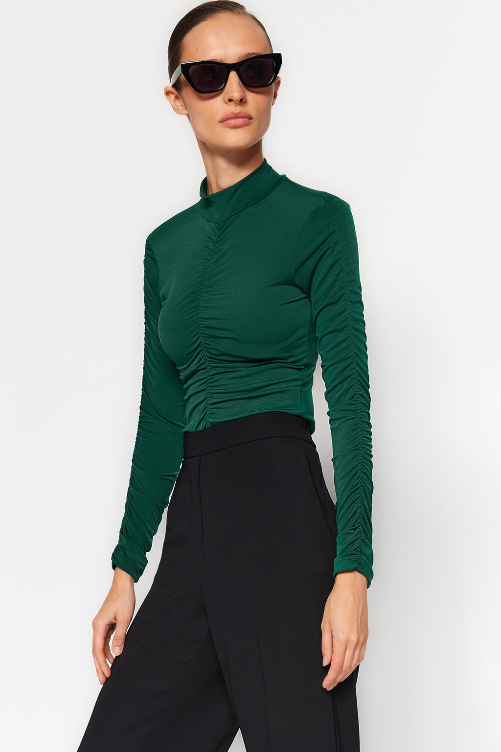 TRENDYOLMILLA Siyah Slim Buzgu Detayl? C?tc?tl? Esnek Orme Body TWOAW20BD0052  фото 3
