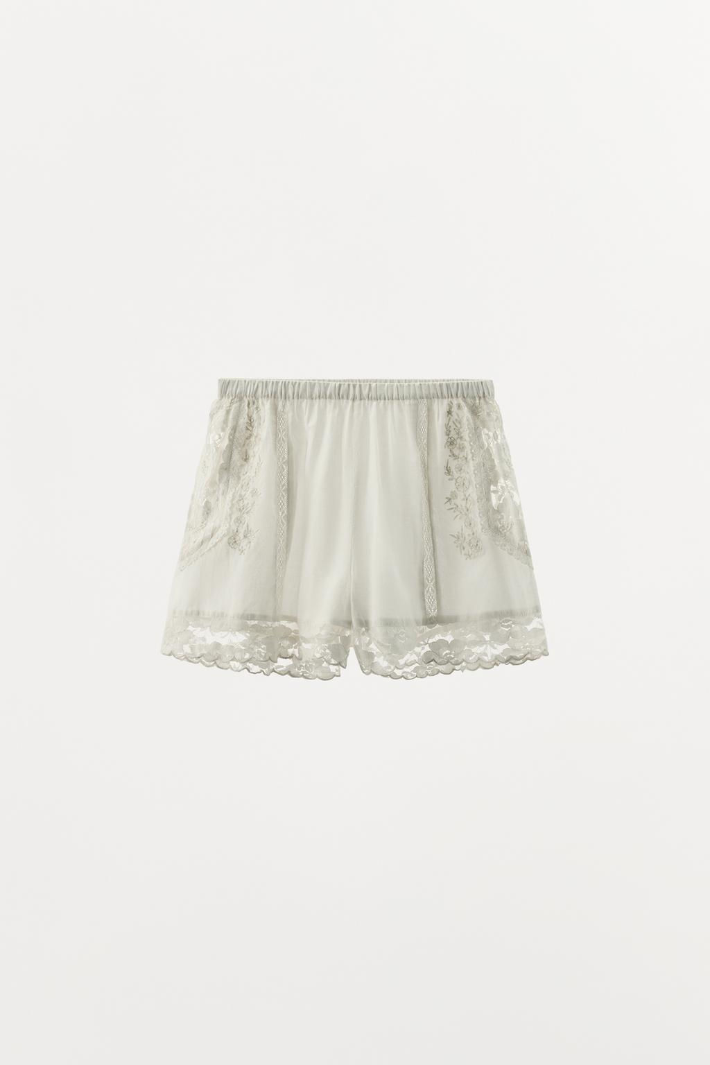 LIMITED EDITION EMBROIDERED LACE SHORTS - Zara фото 3