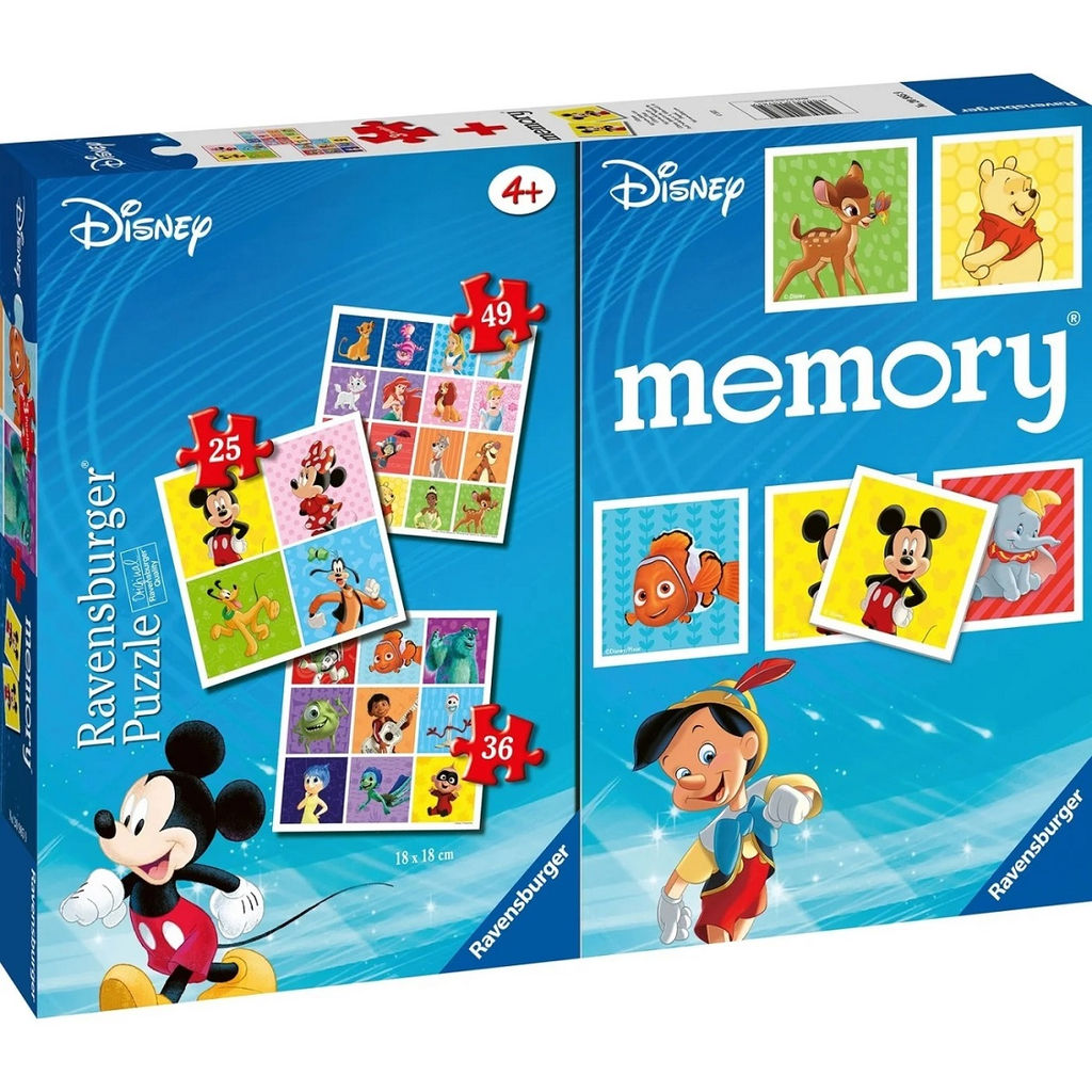Ravensburger. Пазл карт. 3 в 1 + Мемори арт.20985 "Герои Диснея" (25,36 и 49 элем.)