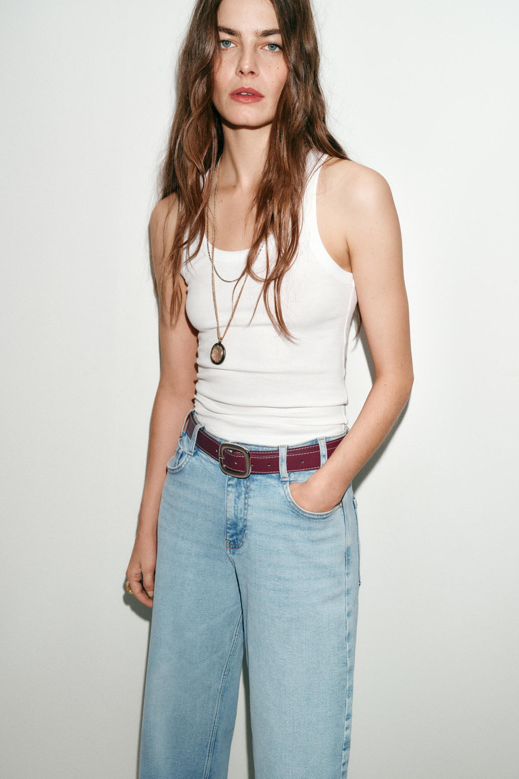 Z.10 HIGH-WAIST BELTED CULOTTES JEANS - Zara фото 17