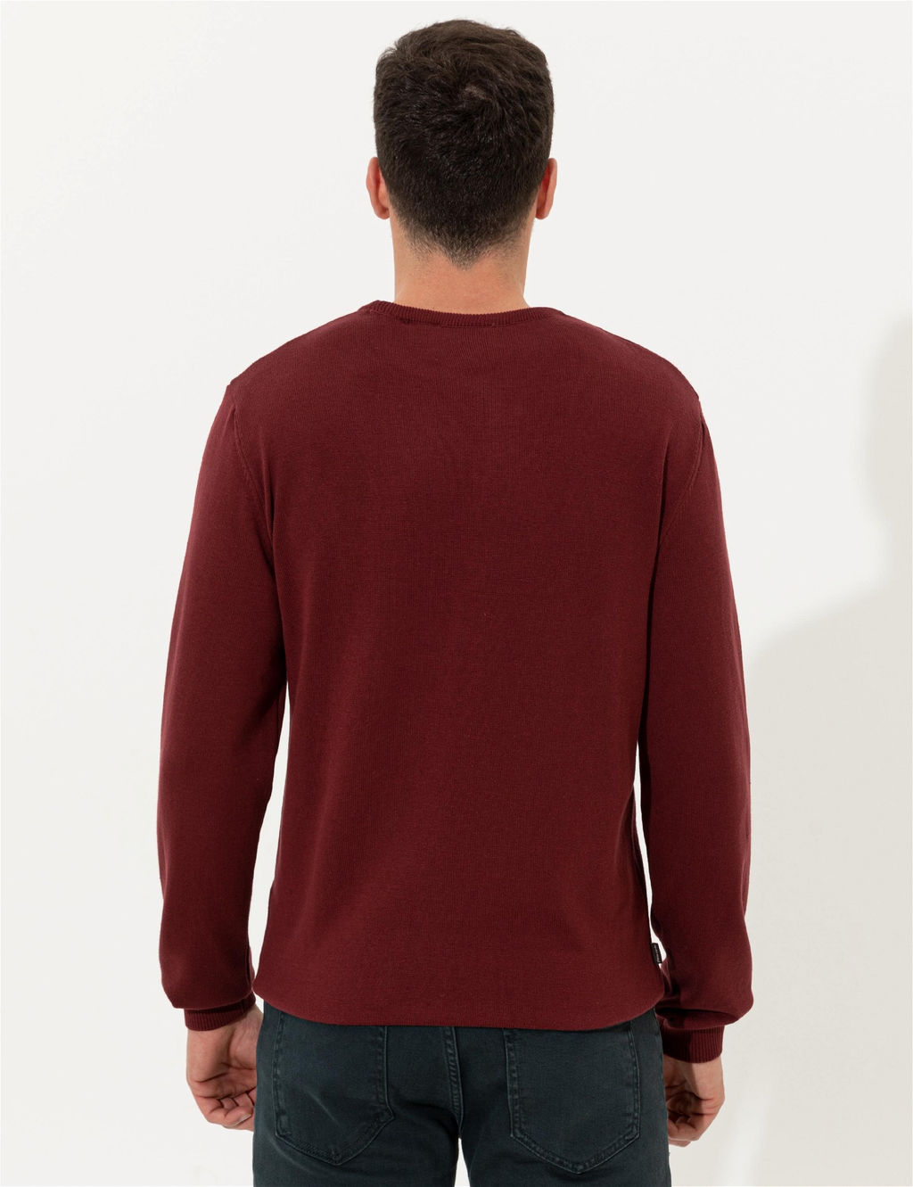 Bordo Slim Fit Bisiklet Yaka Basic Triko Kazak - Pierre cardin фото 5