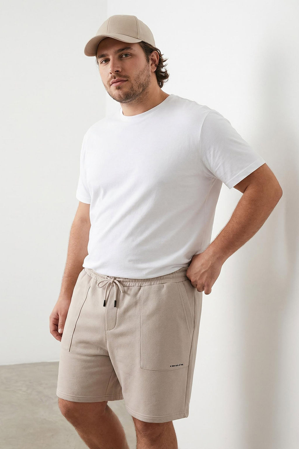 TRENDYOL MAN Buyuk Beden Vizon Regular/Normal Kesim Yaz? Bask?l? Sort&Bermuda TMNSS25AP00006 - Trendyolmilla фото 6
