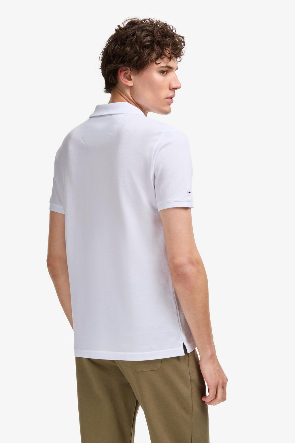 Erkek Slim Fit Polo Yaka Beyaz Basic Ti__rt