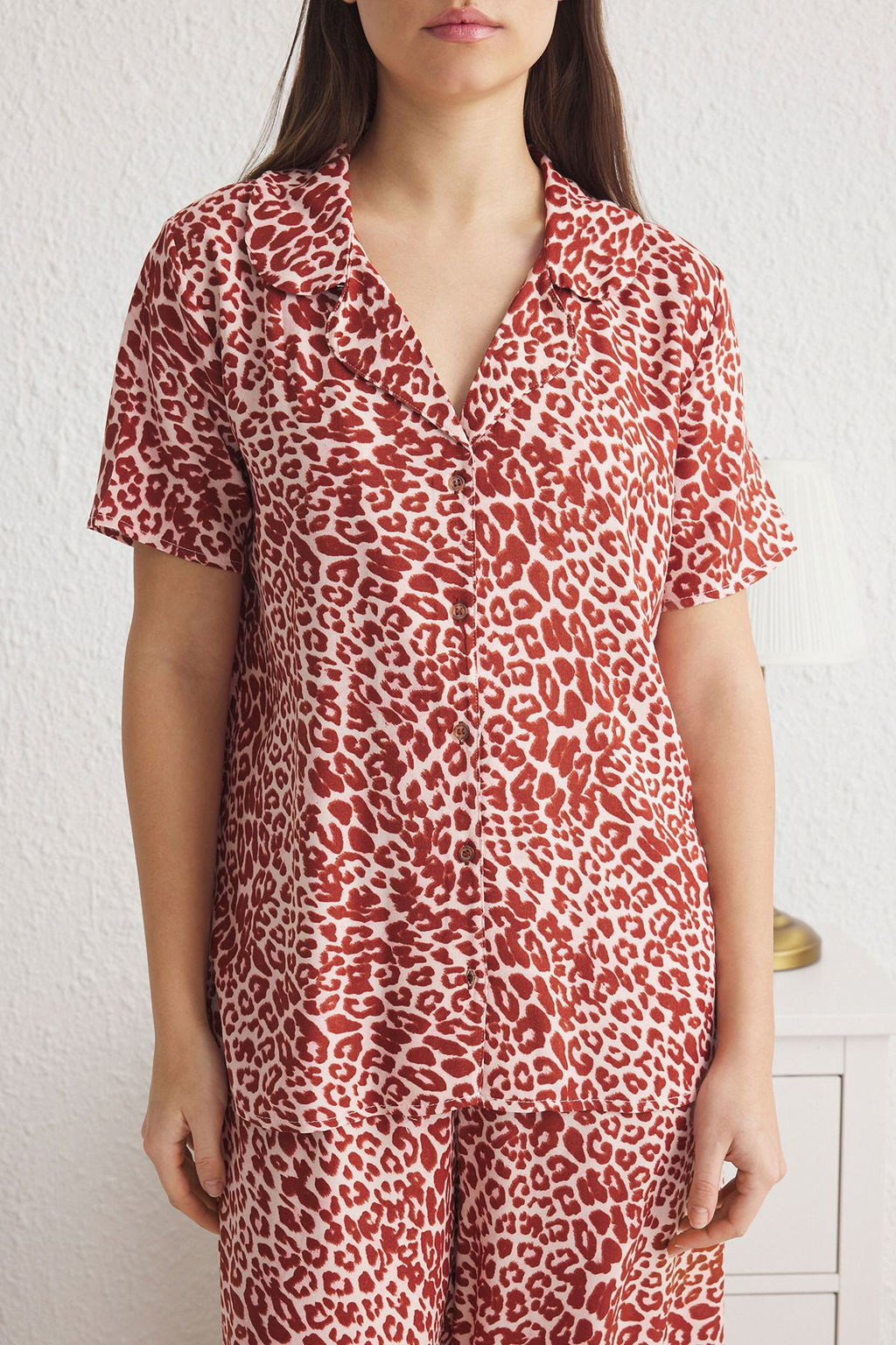 Trendyolmilla Cok Renkli Leopar Desenli Viskon Dokuma Pijama Tak?m? THMSS25PT00030  фото 3