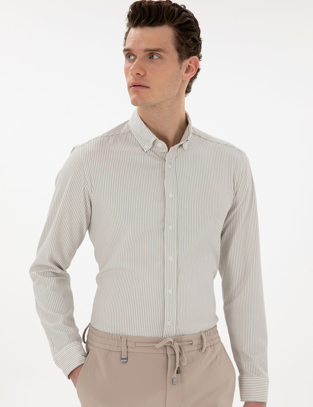 _a_la Slim Fit _izgili Uzun Kollu G_mlek