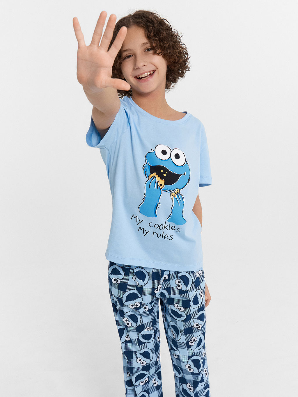 Пижама для мальчиков голубая с принтом Cookie Monster - Mark formelle фото 2