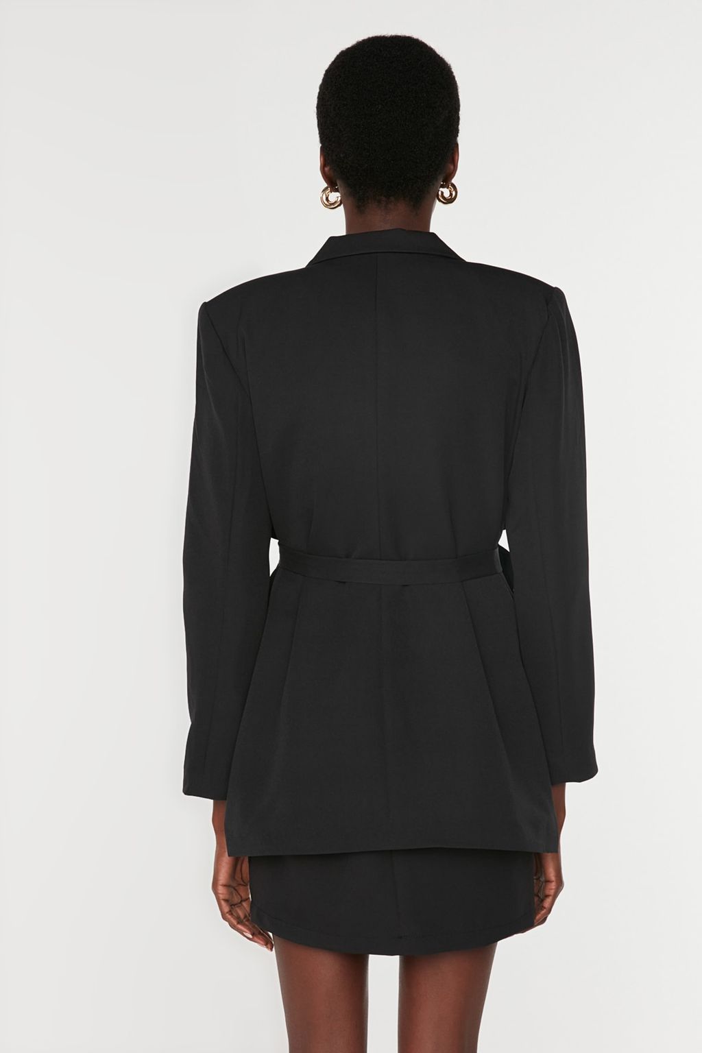 Siyah Kusakl? Regular Astarl? Kruvaze Kapama Dokuma Blazer Ceket TWOAW21CE0320