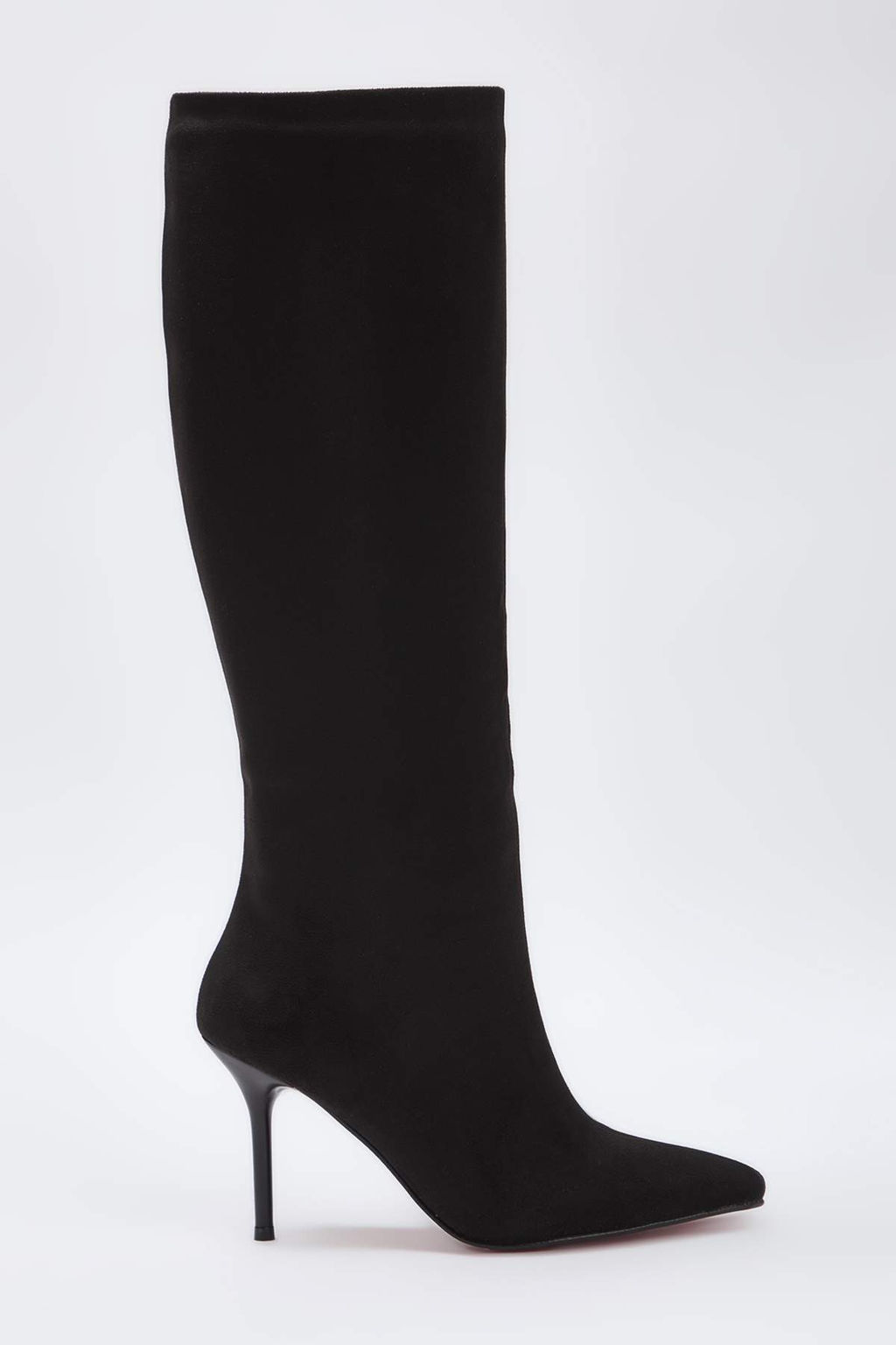 Siyah Suet K?rm?z? Taban Sivri Burun Ince Topuklu Kad?n Cizme TAKAW26CZ00032