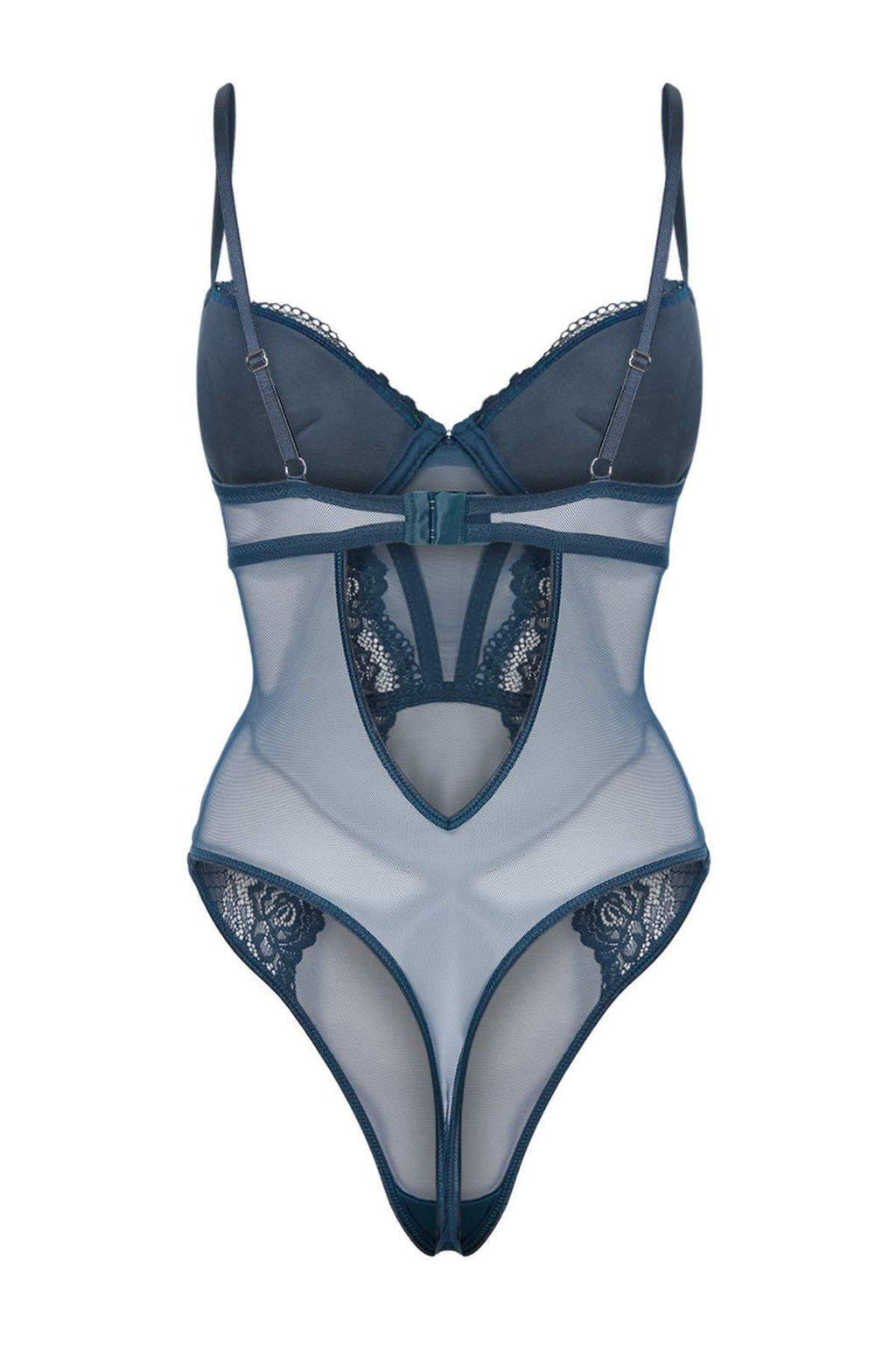 Lacivert Dantel/Tul S?rt Dekolteli Fitted Push Up Fantezi Body THMSS26BD00021 - Trendyolmilla фото 3