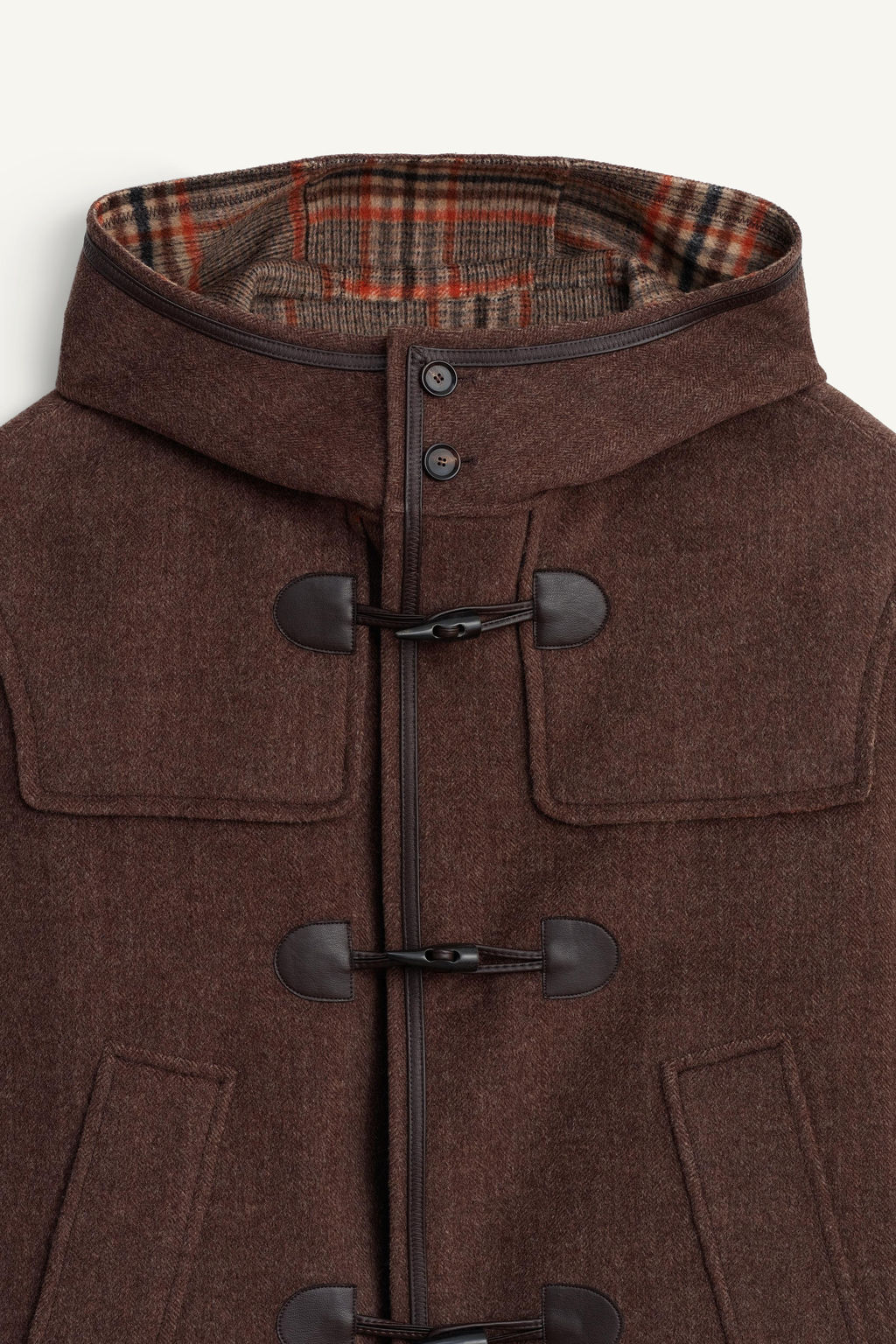 LIMITED EDITION CHECKED CONTRAST WOOL BLEND PEA COAT - Zara фото 9