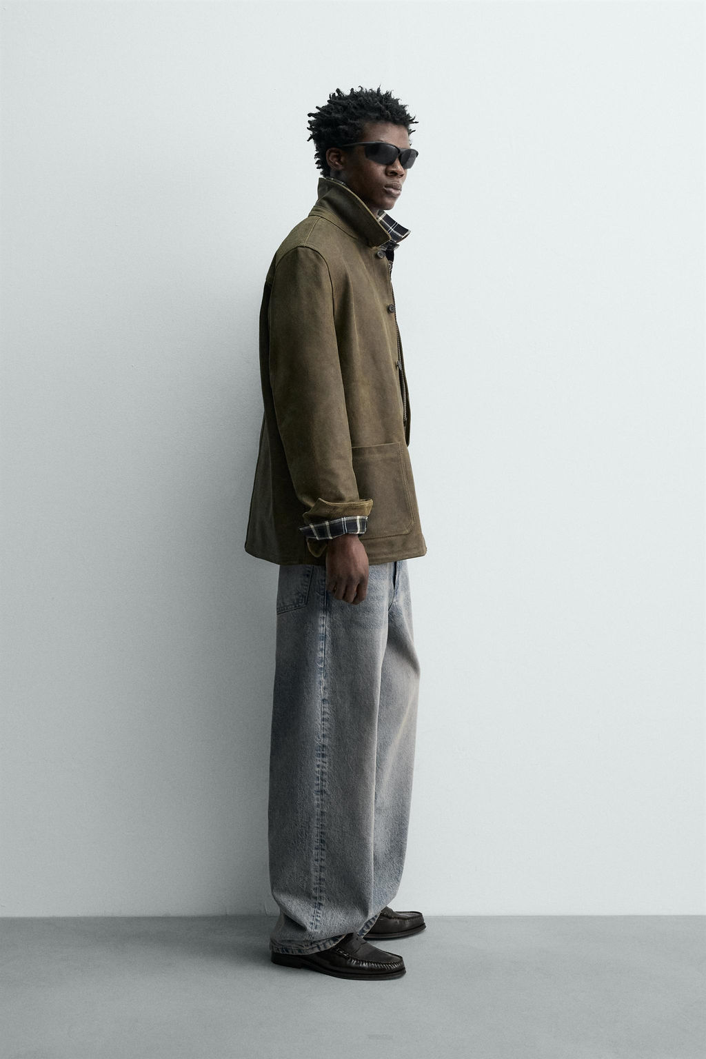 VINTAGE-EFFECT SUEDE LEATHER JACKET - Zara фото 4