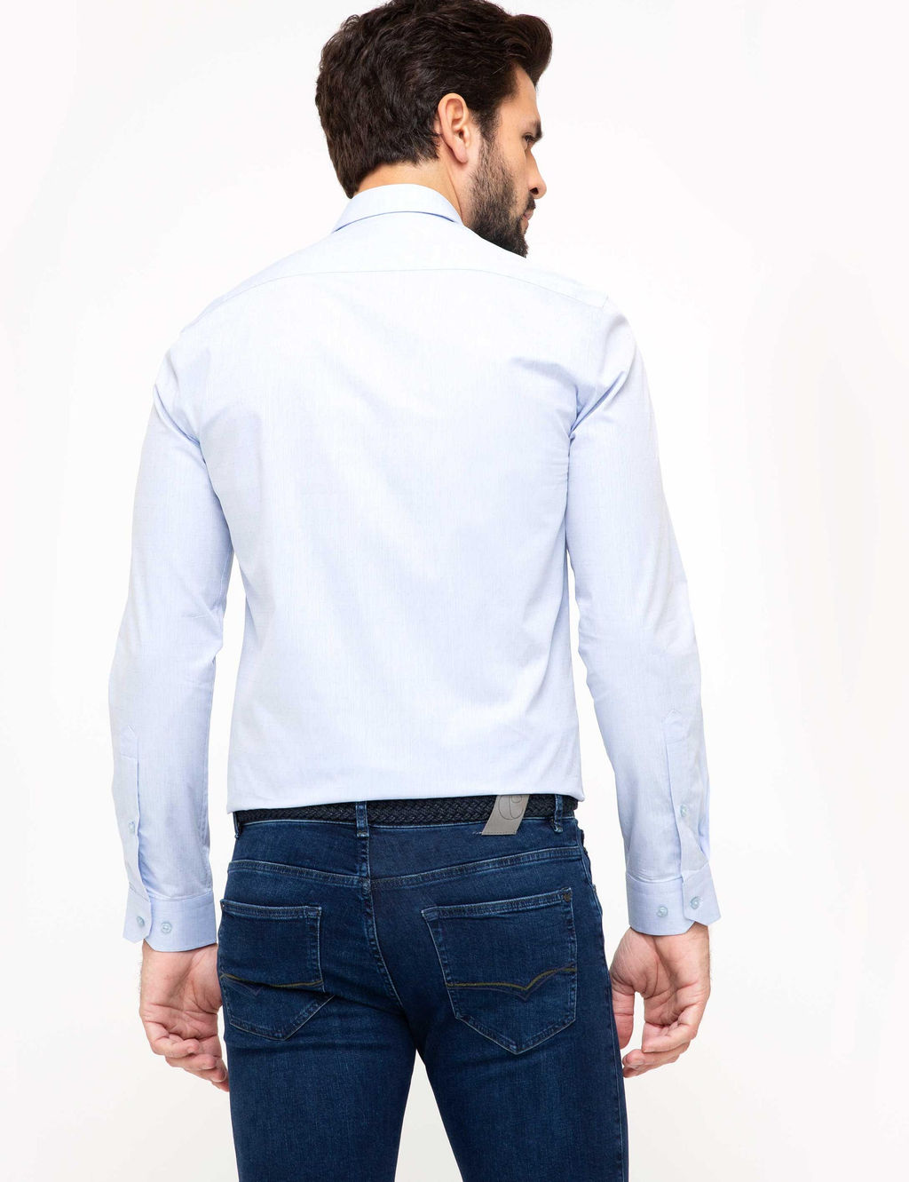 Голубая зауженная рубашка с длинным рукавом - Cacharel фото 6