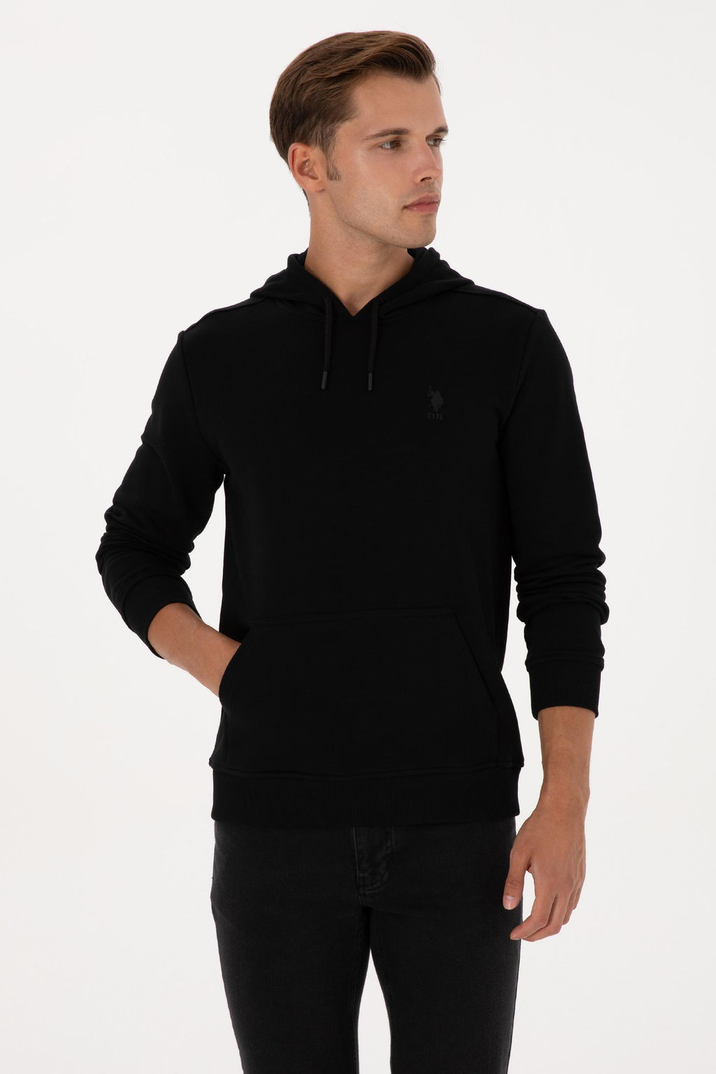 Erkek Regular Fit Kapi_onlu Siyah Basic Sweatshirt Sepette S_rpriz _ndirim - U.s. polo assn фото 3