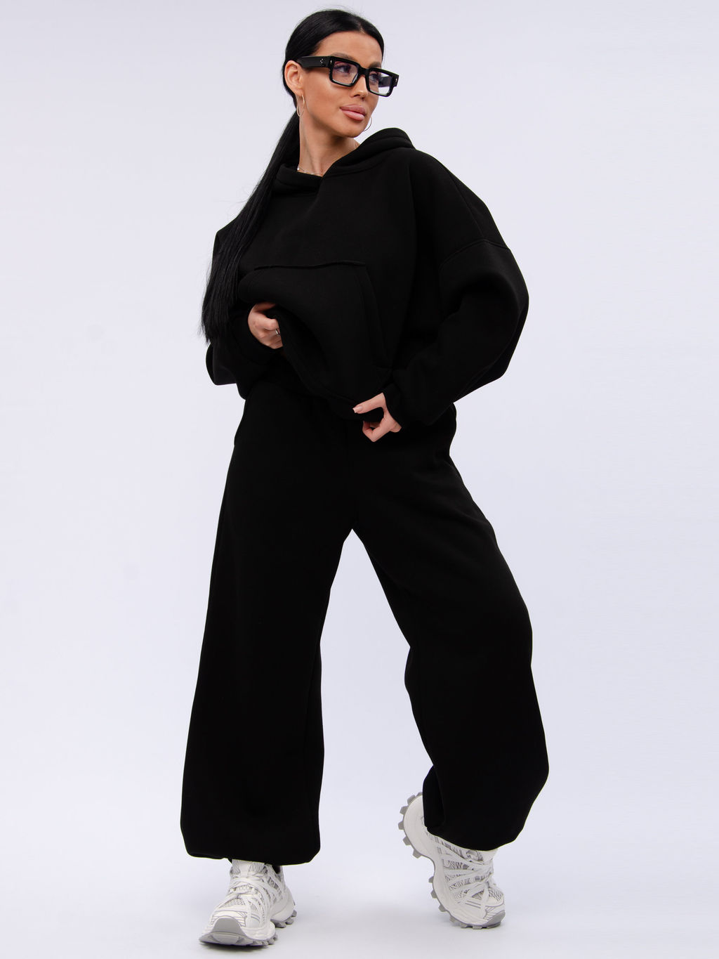 Джоггеры "БЖ-46" чёрные, футер 3-х нитка начес