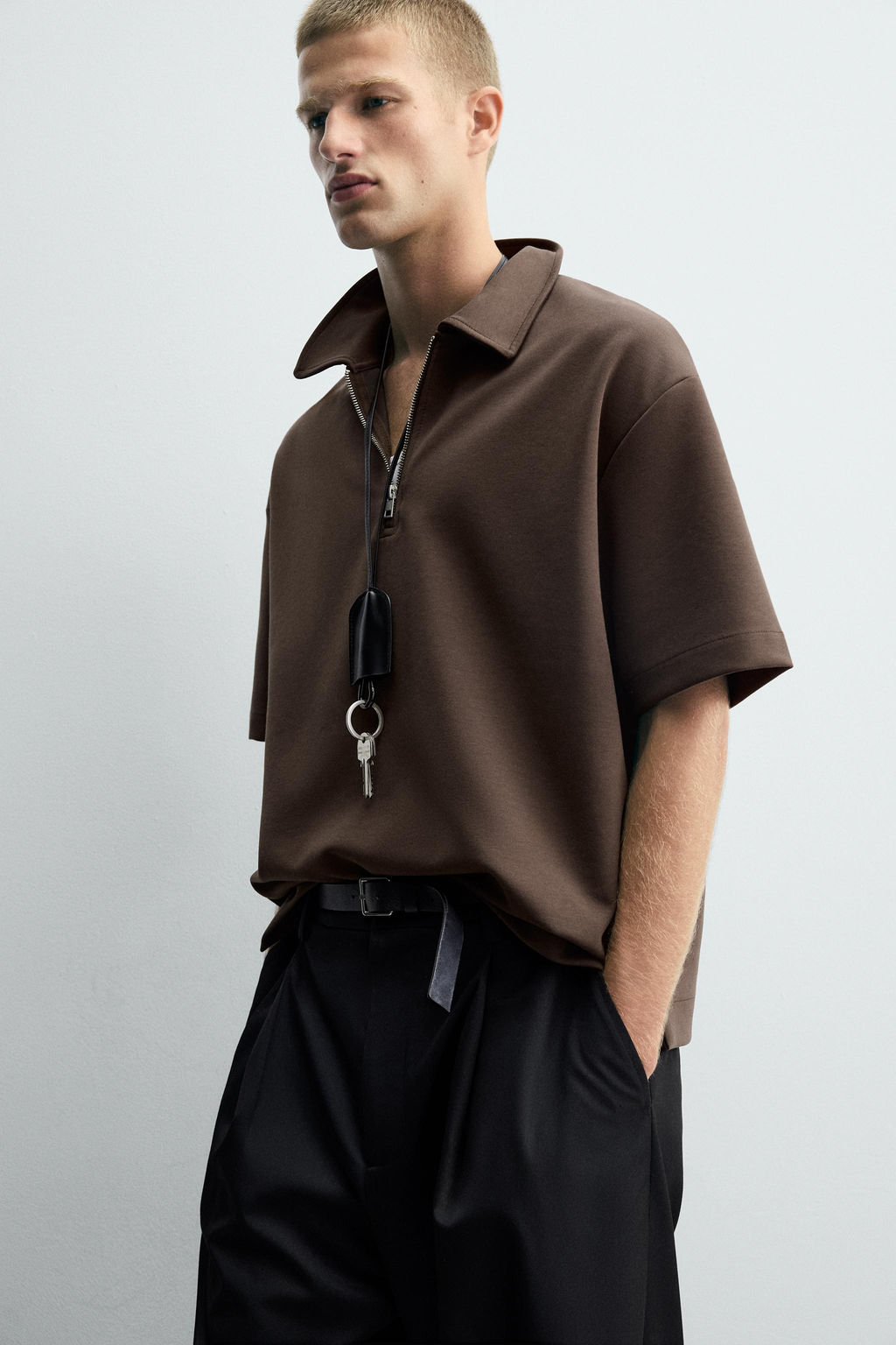QUARTER ZIP POLO SHIRT - Zara фото 6