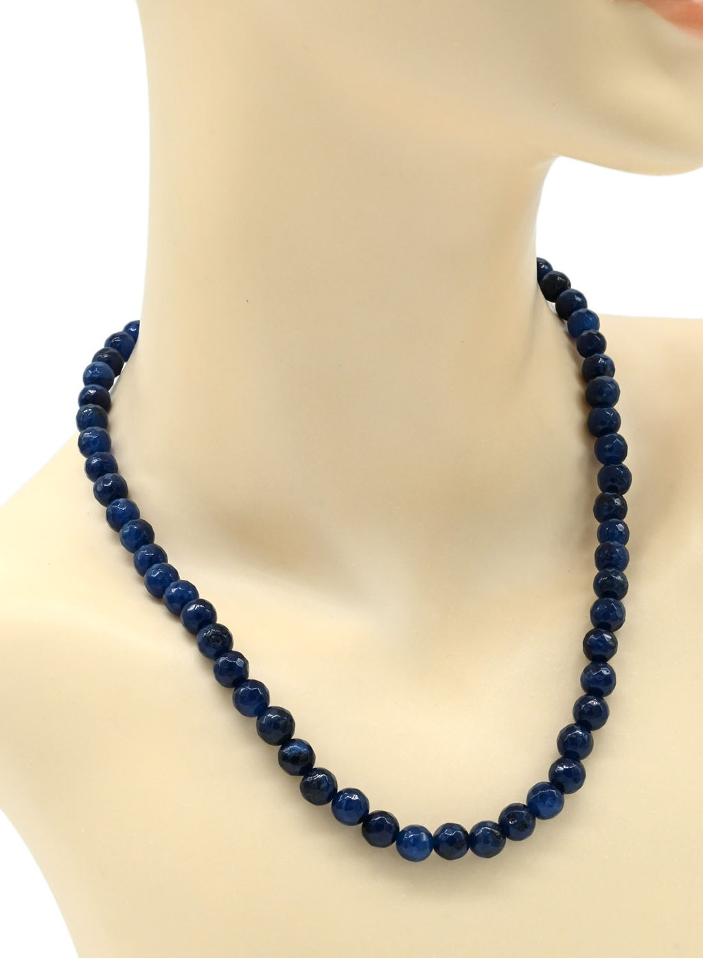 Бусы из камня кальцит граненые 8мм цв.сапфир, 48см