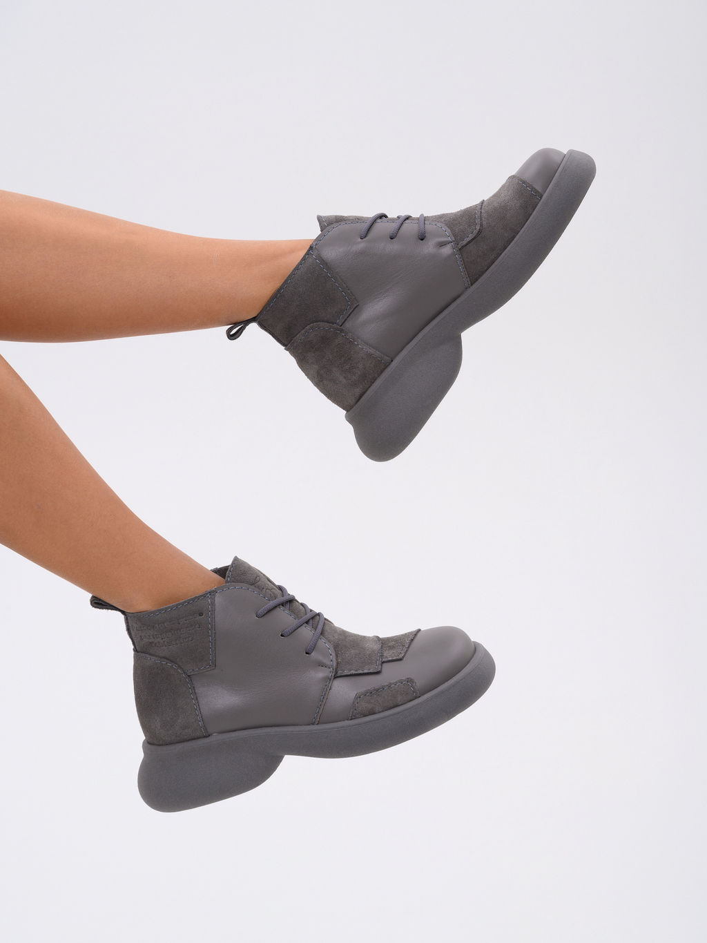 Ботинки EDART 305.927gr. Серый замок замша+серый игуана+серый/мех фото 15