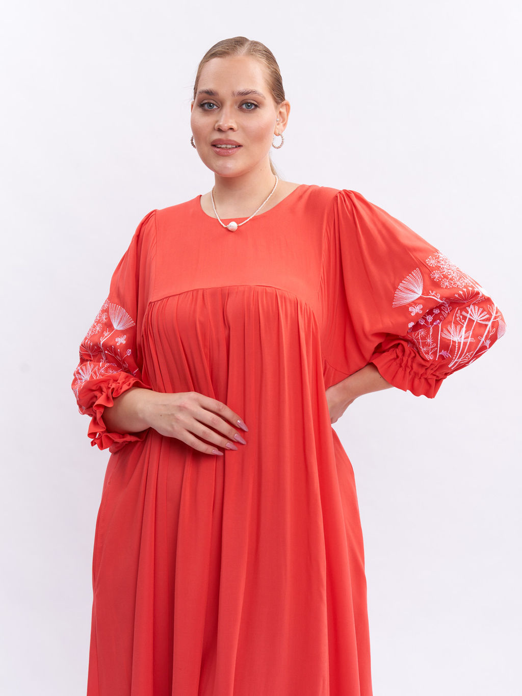 Платье А-силуэта с вышивкой PP29004RED32 - Артесса фото 3