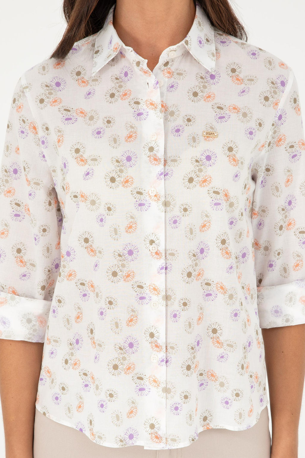 U. S. Polo Assn / Женская рубашка цвета хаки с длинным рукавом - U.s. polo assn фото 6