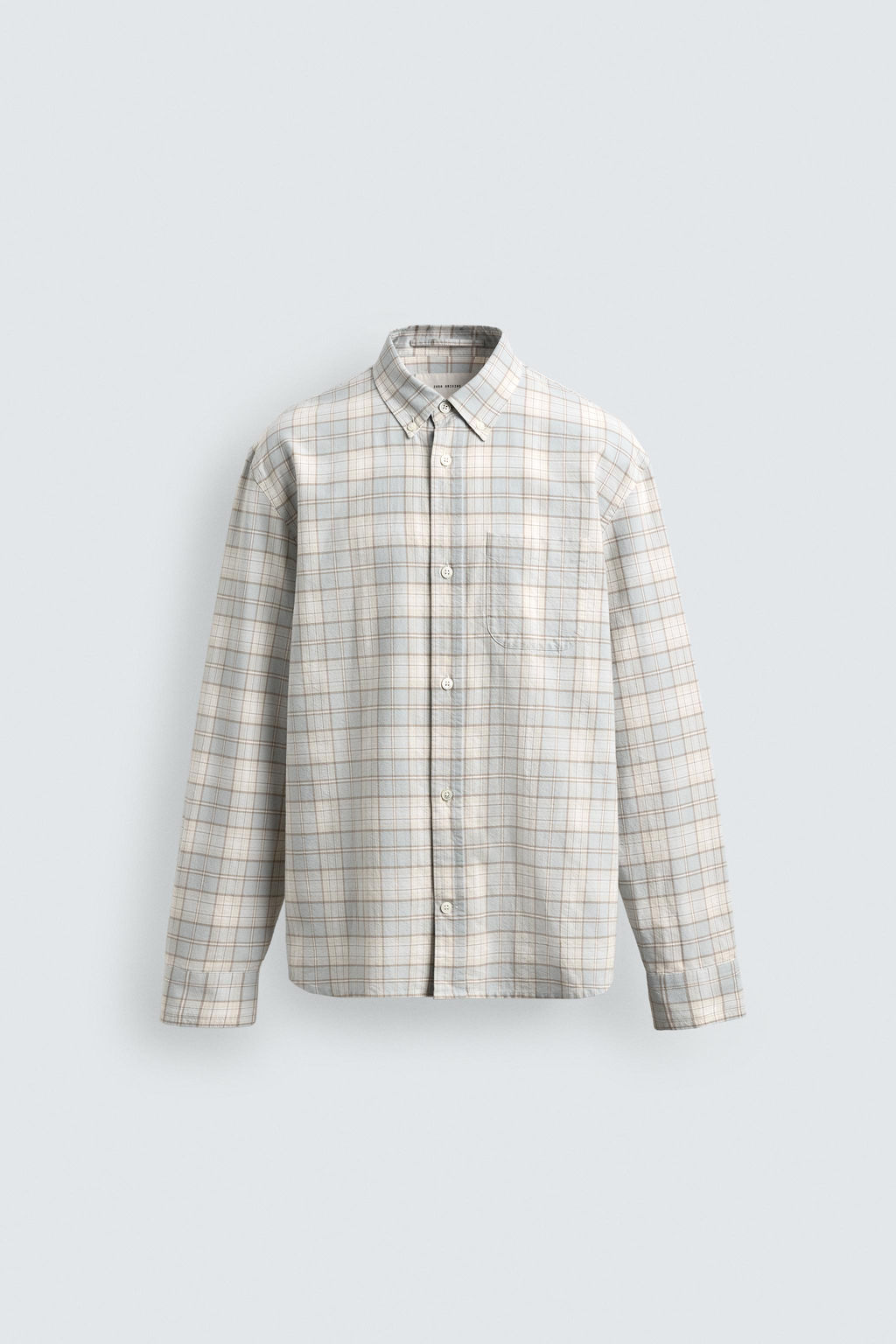 CAMISA REGULAR FIT CUADROS / Celeste - Zara фото 7