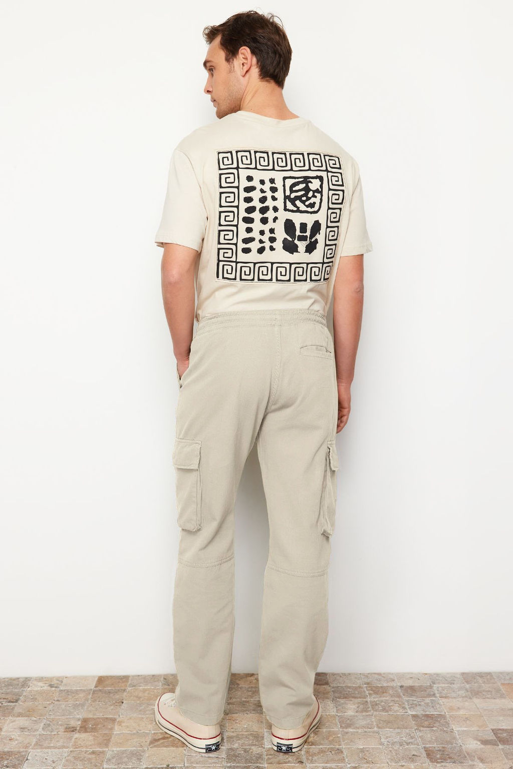 TRENDYOL MAN Ac?k Haki Unisex Regular Fit Lastikli Beli Baglamal? Kargo Cepli Pantolon TMNSS24PL00003 - Trendyolmilla фото 3
