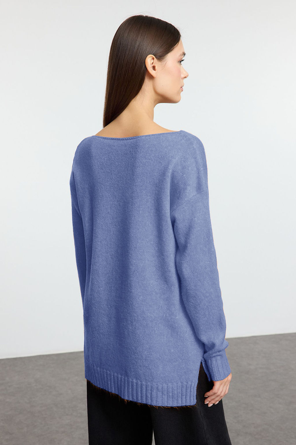 Siyah Yunlu Kay?k Yaka Basic Triko Kazak TWOAW25KZ00010 - Trendyolmilla фото 24