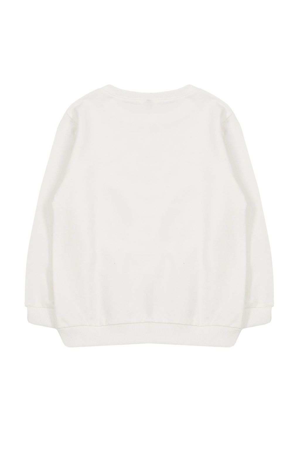 Ekru*002 K?z Cocuk Mevsimlik-Ince Cicekli Pamuklu Orme Sweatshirt TKDAW25SW00011