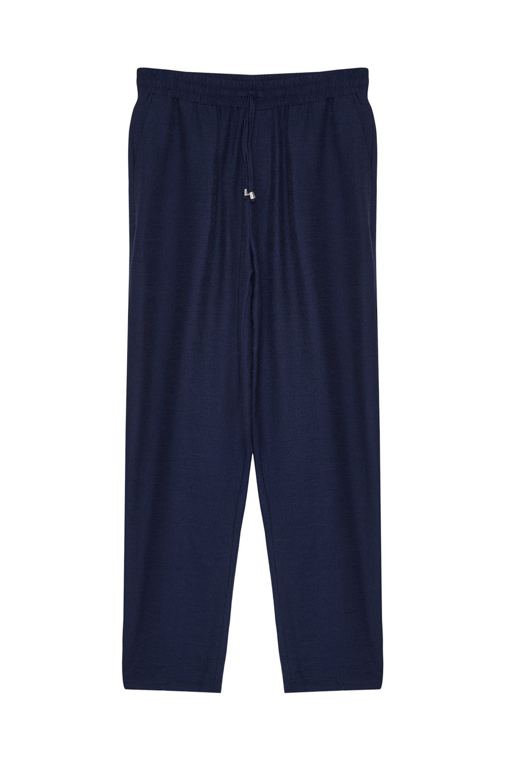 Lacivert Tapered Lastikli Beli Baglamal? Keten Gorunumlu Pantolon TMNSS20PL0547 - Trendyolmilla фото 12