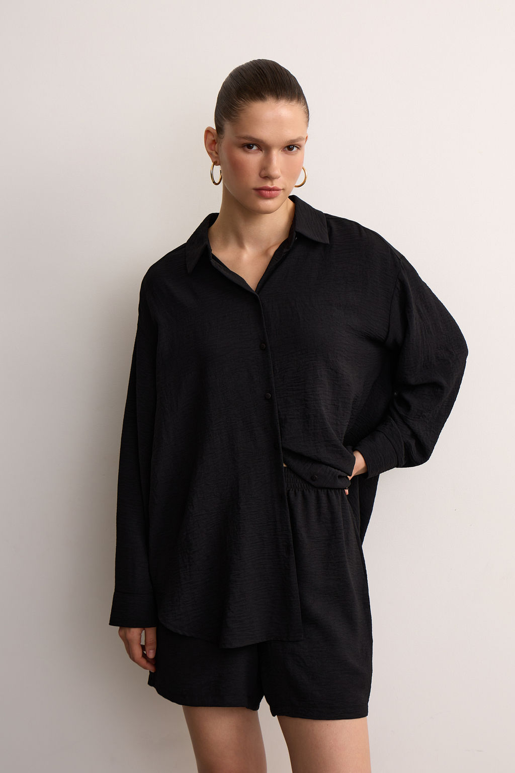 Шорты из жатого хлопка на резинке - Mollis фото 2