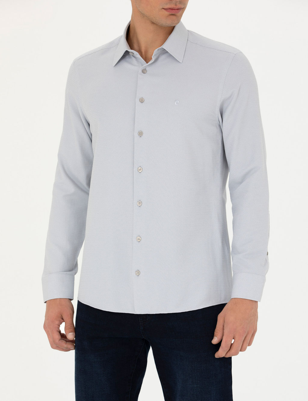 Gri Slim Fit Uzun Kollu G_mlek