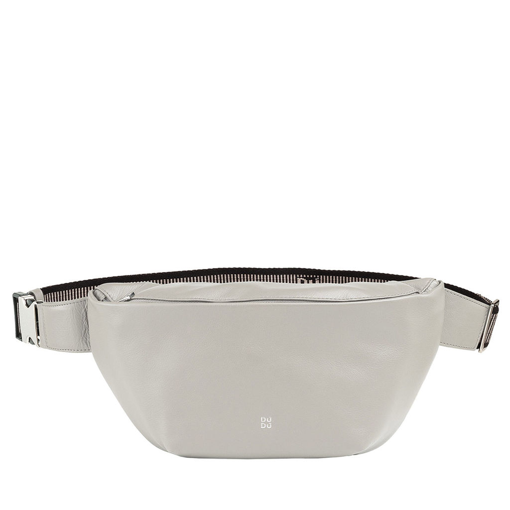 Итальянская кожаная поясная сумка DuDu серии Tenerife | жемчужный серый - Dudubags фото 2