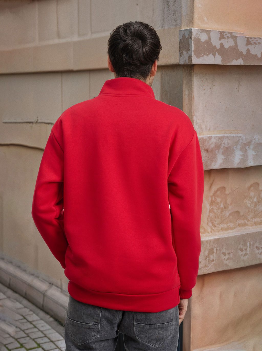 Толстовка мужская с зип-воротником "Saint Petersburg" красный