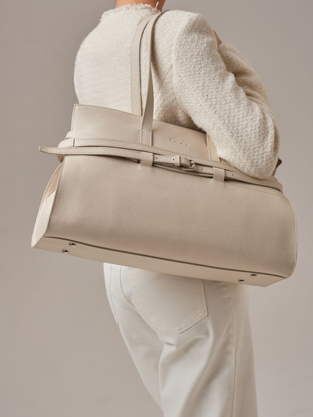 Кожаная сумка Rumi DBR 31152 светлый крем  фото 2