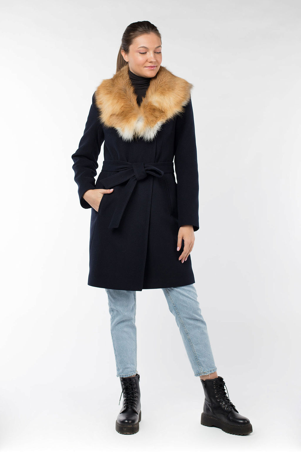 Мех натуральный (лиса) Пальто утепленное Холлофайбер 300 - El podio фото 7