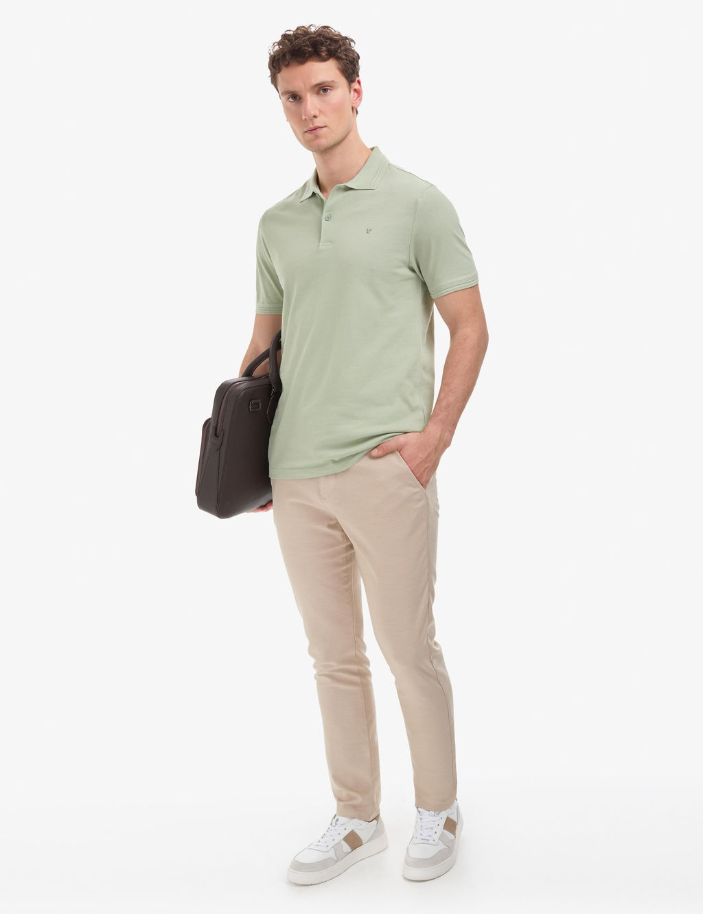 _a_la Regular Fit %100 Pamuk K_vr_lmaz Polo Yaka Basic Ti__rt