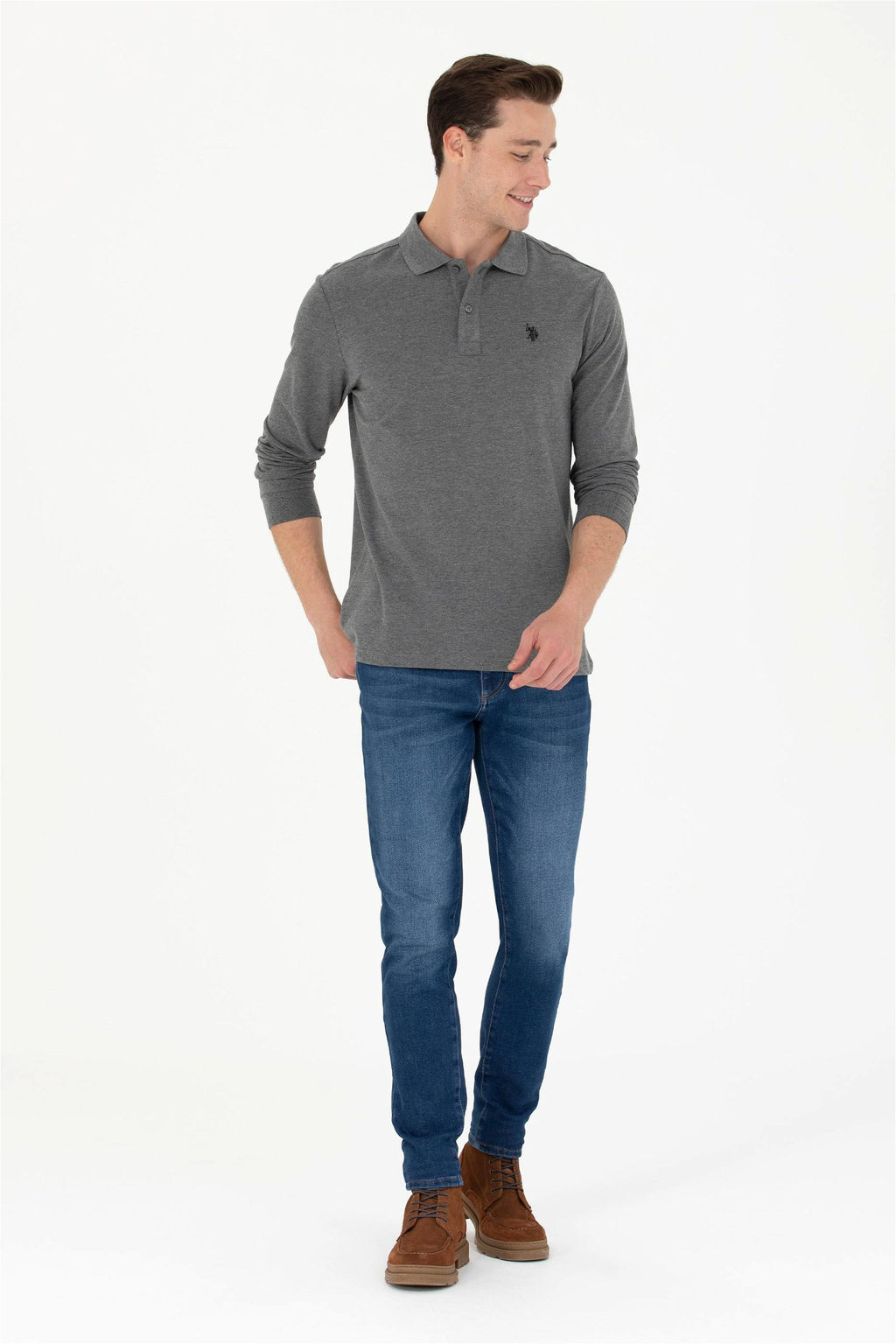 U. S. Polo Assn / Мужской базовый свитшот антрацитовый меланж - U.s. polo assn фото 11