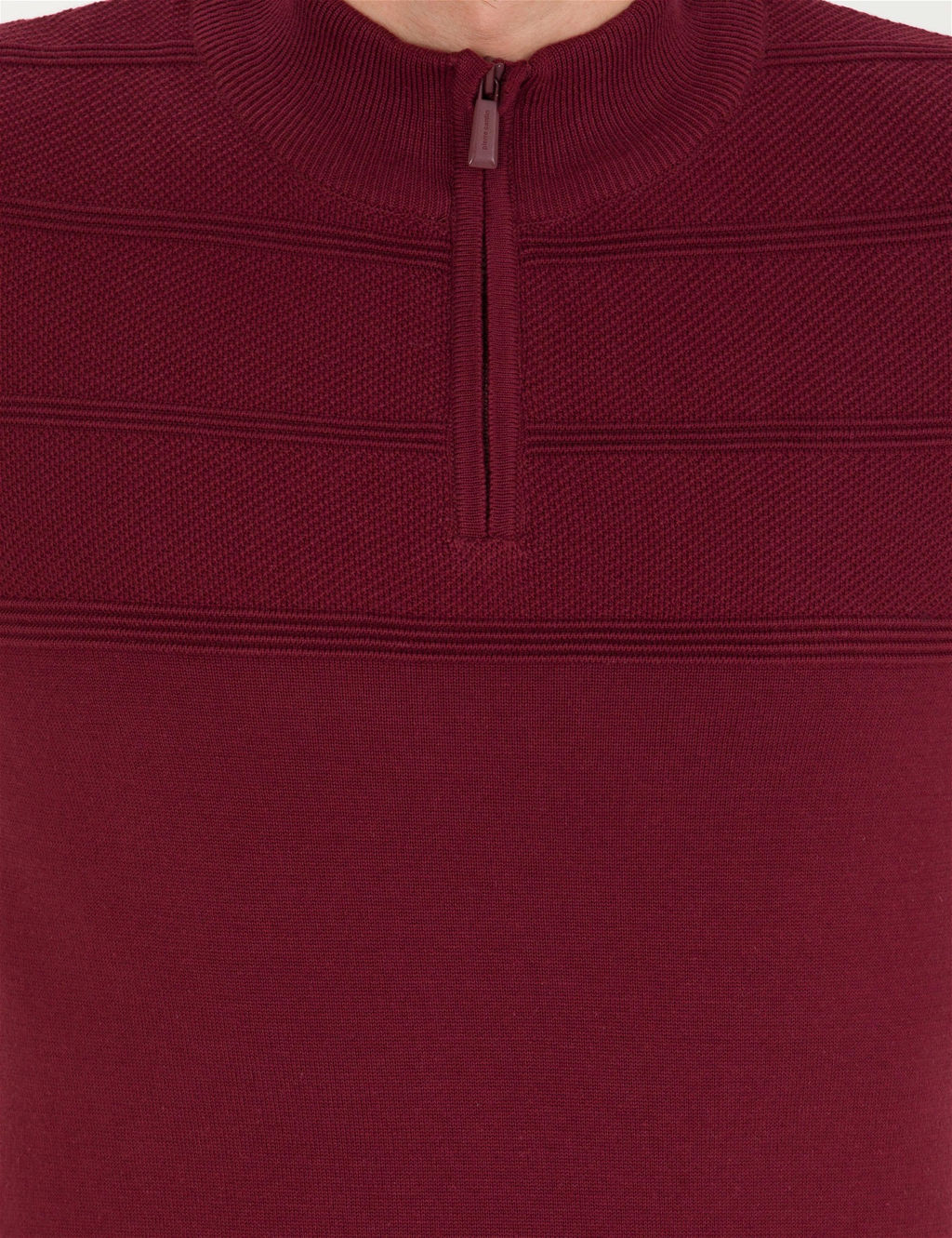 Bordo Slim Fit Yar_m Bal_k__ Yaka Triko Kazak