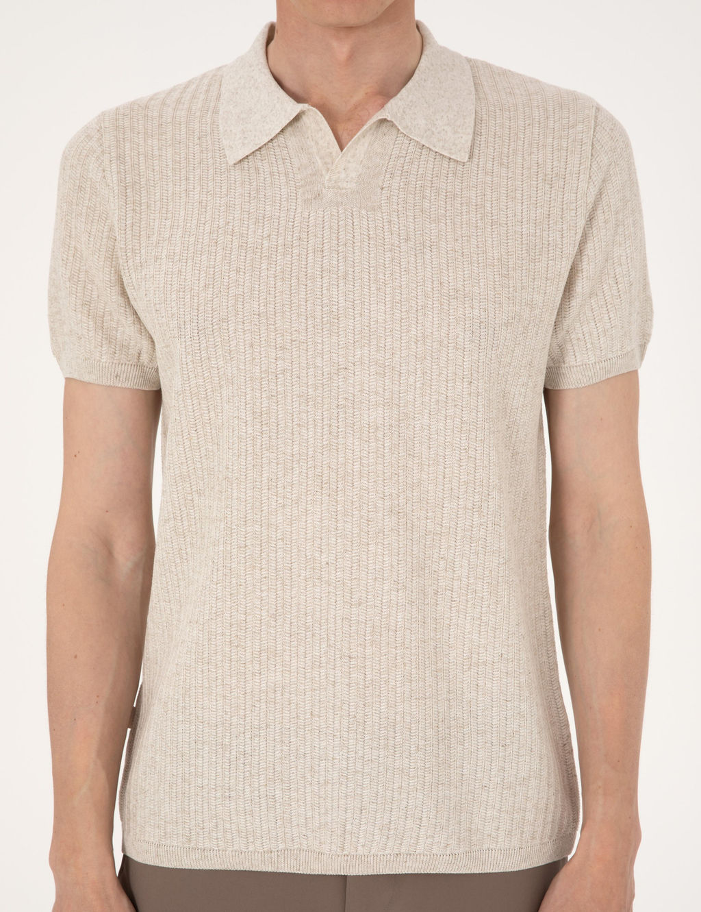 Bej Slim Fit Polo Yaka Triko Ti__rt - Pierre cardin фото 6
