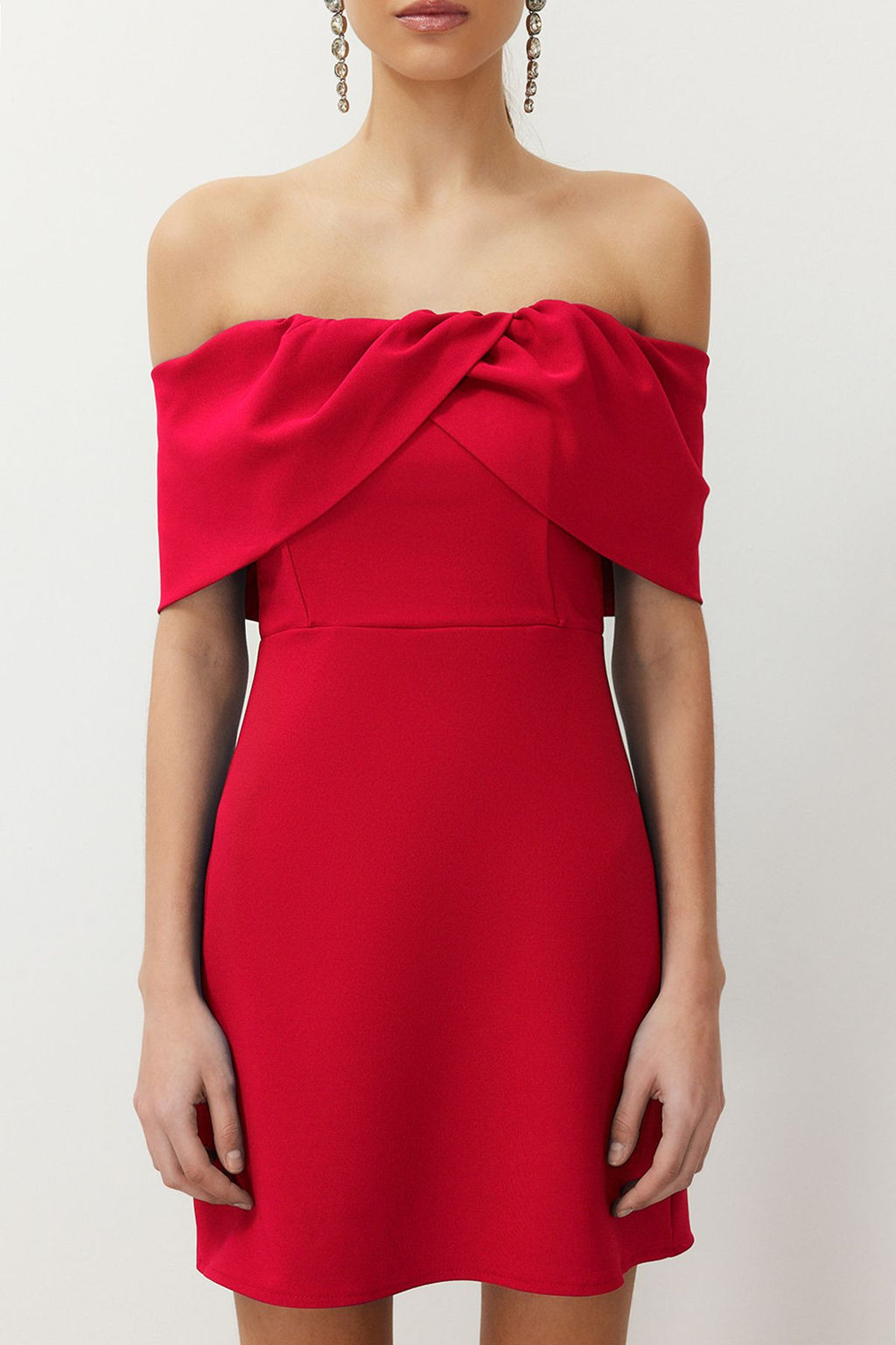 TRENDYOLMILLA Siyah Carmen Yaka Dokuma K?sa Elbise TPRSS24EL00154  фото 4