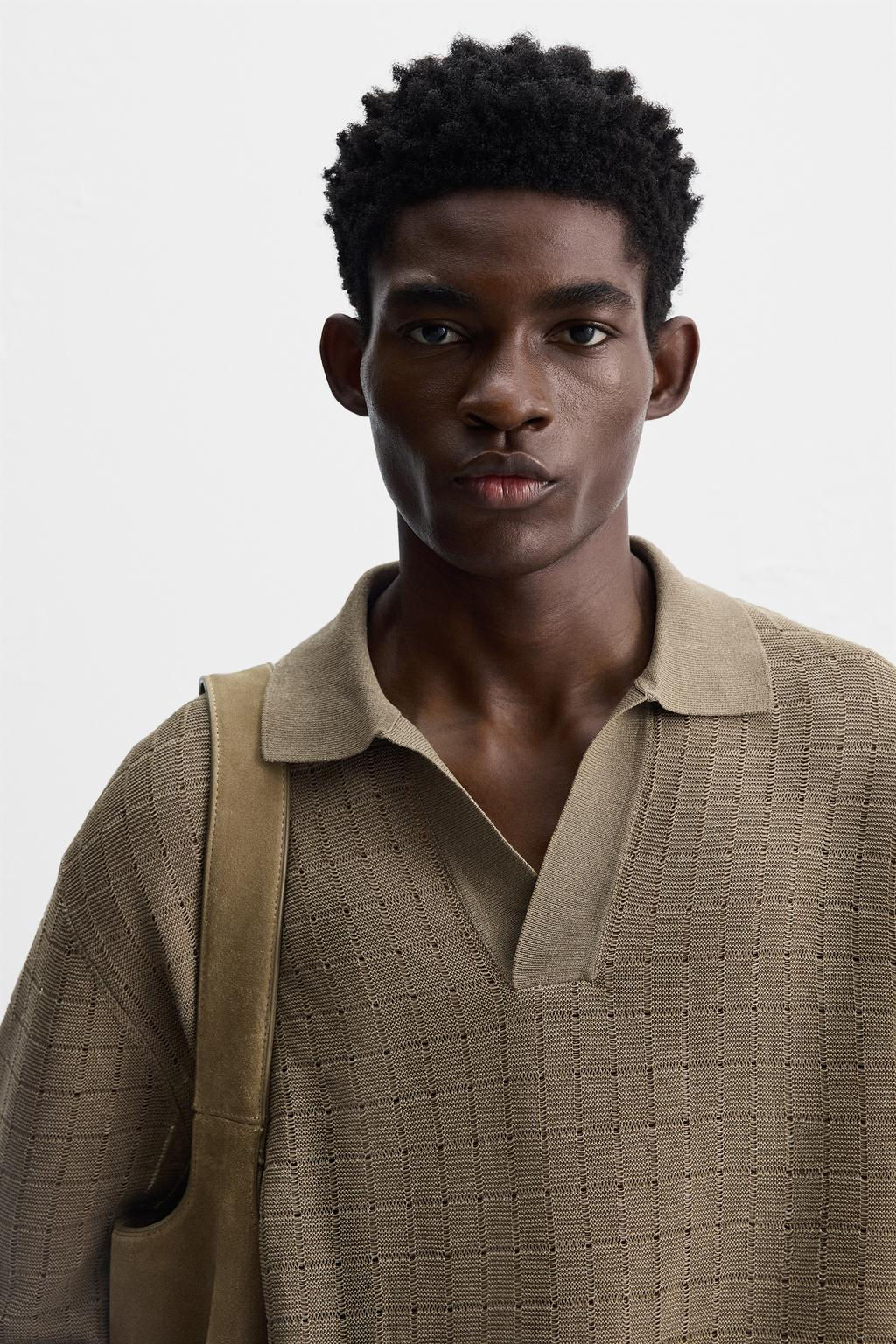 TEXTURED KNIT POLO SHIRT - Zara фото 5