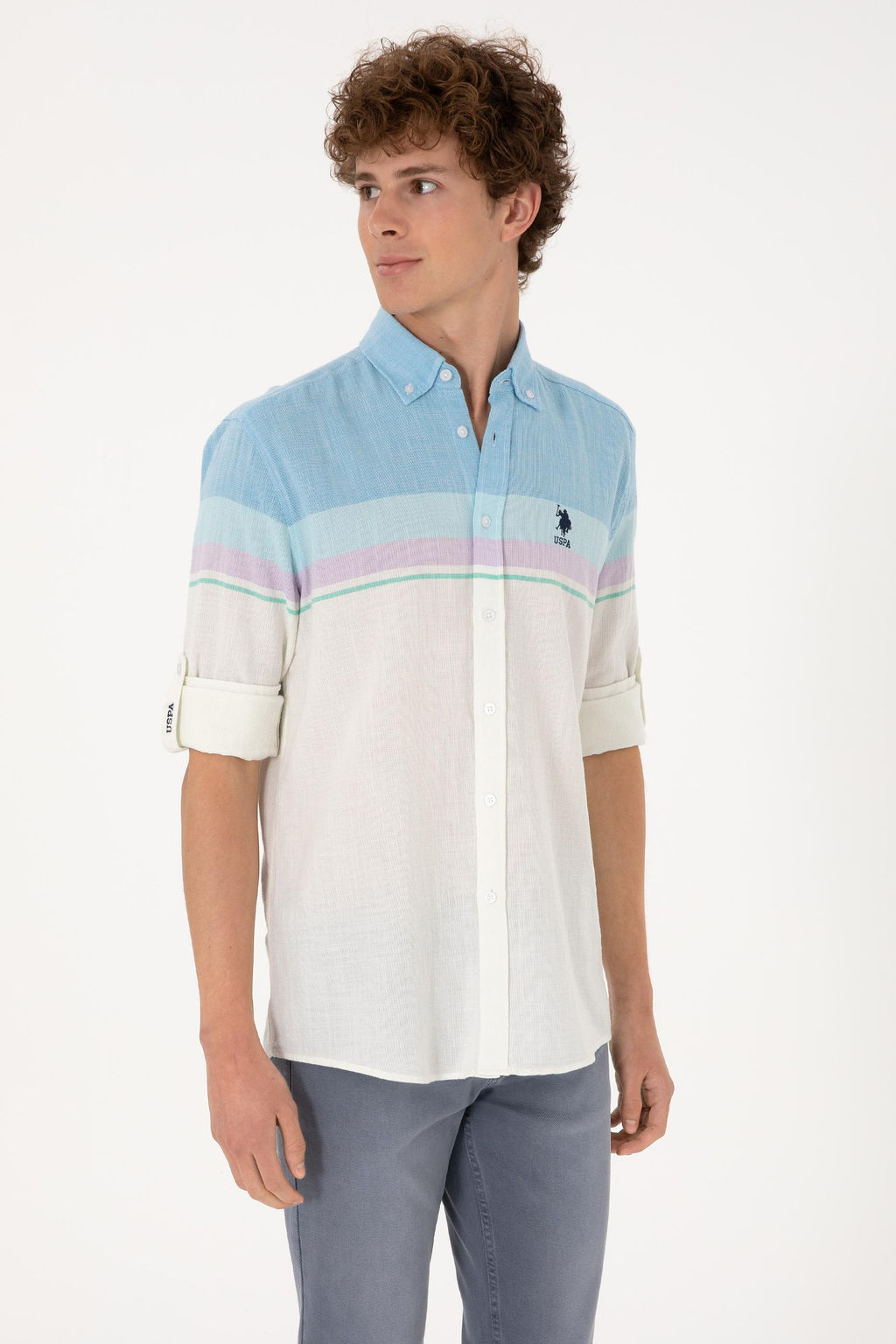 Erkek Mavi Uzun Kollu G_mlek Sepette S_rpriz _ndirim - U.s. polo assn фото 3