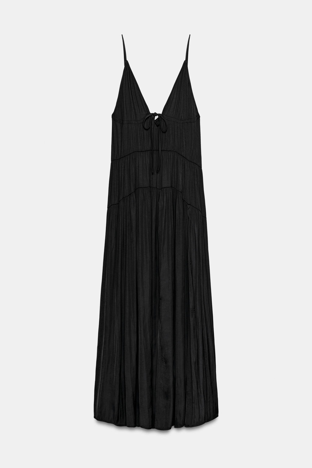 VESTIDO LARGO SATINADO FRUNCES / Negro - Zara фото 4