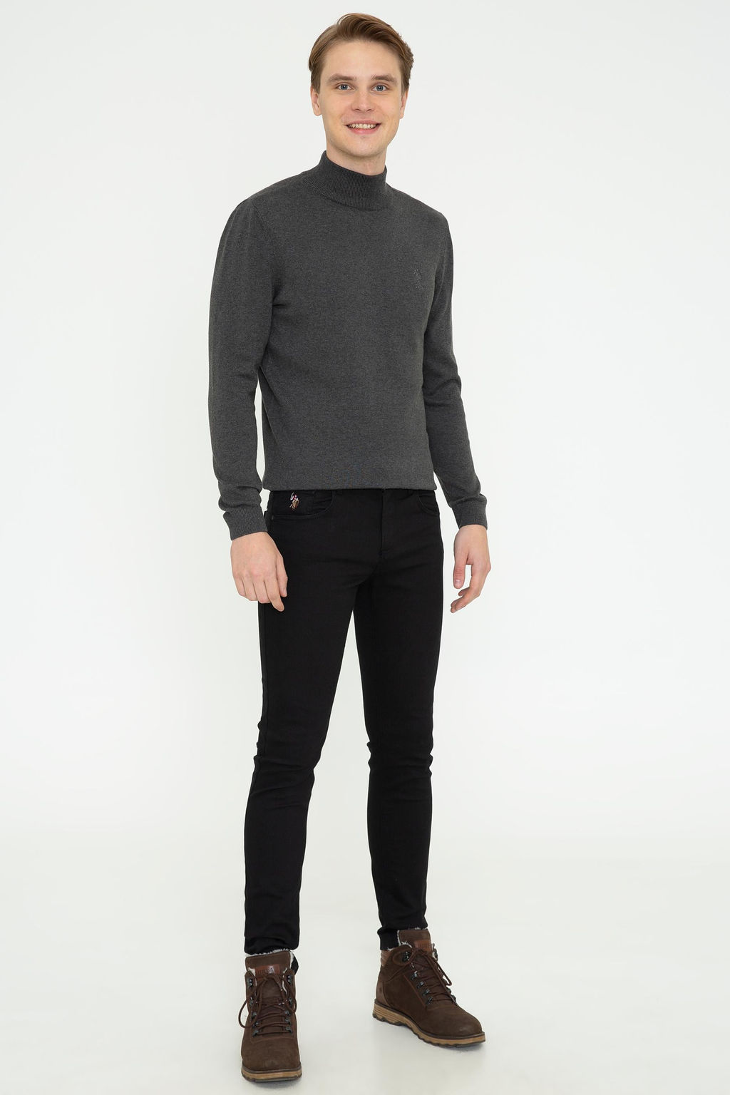 Erkek Antrasit Melanj Basic Kazak