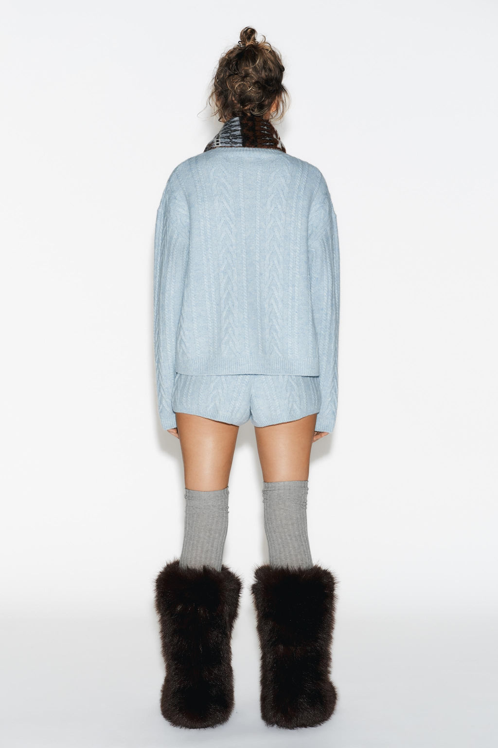 80% WOOL CABLE KNIT SHORTS SKI COLLECTION - Zara фото 5