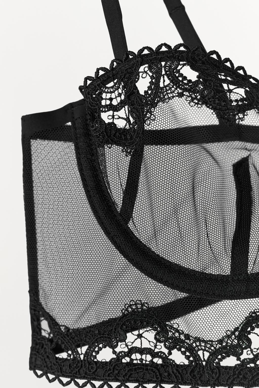 UNDERWIRED MESH AND LACE BRA - Zara фото 8