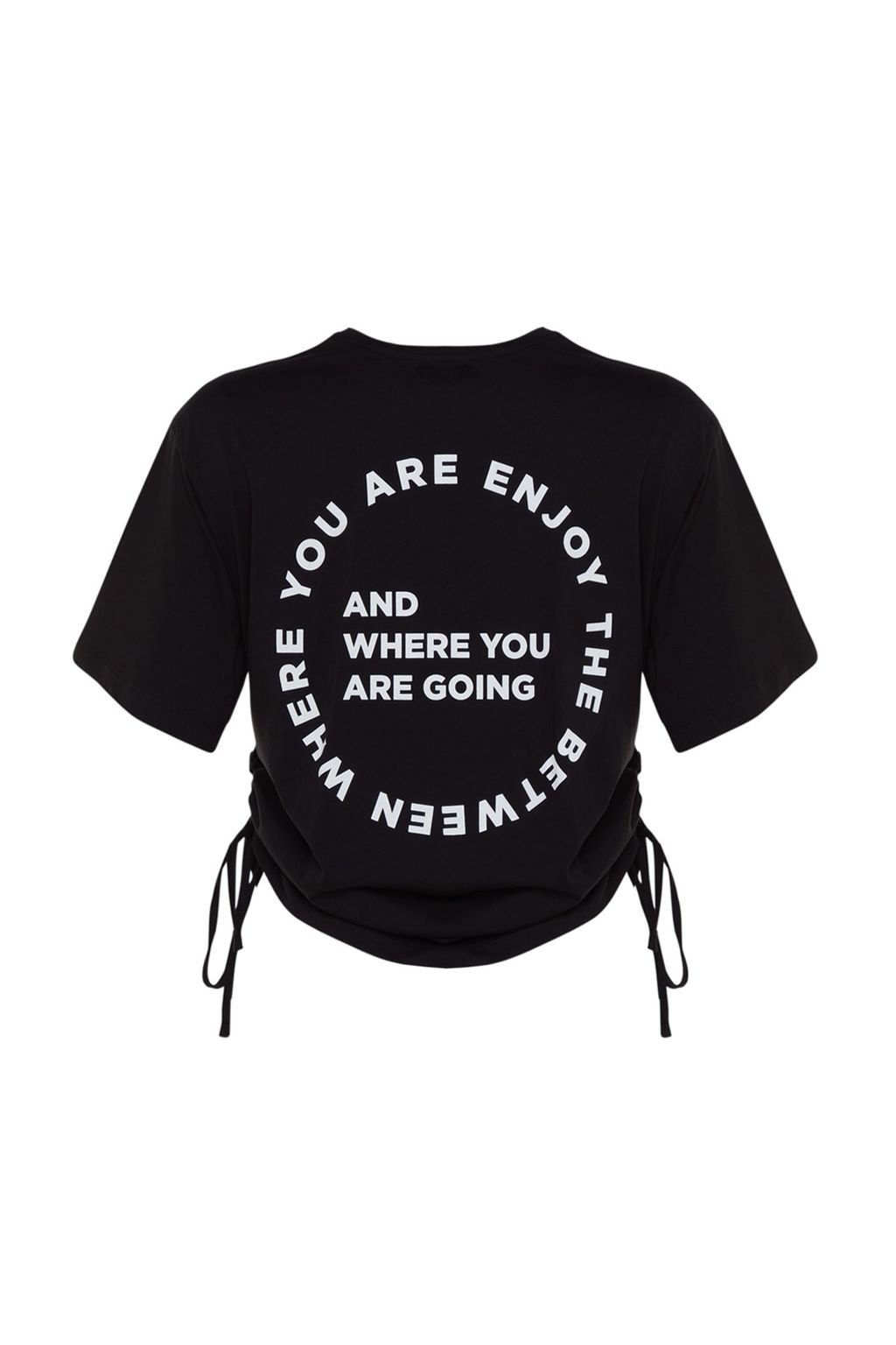 TRENDYOLMILLA Beyaz %100 Pamuk S?rt Bask?l? Buzgulu Oversize/Genis Kesim Bisiklet Yaka T-Shirt TWOSS23TS00150  фото 11