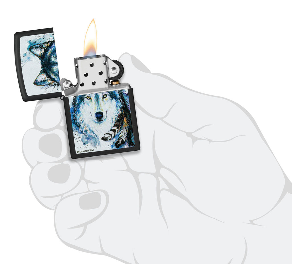 Зажигалка ZIPPO Линдси Киви Хороший волк | Lindsay Kivi Good Wolf Design 48936  фото 5