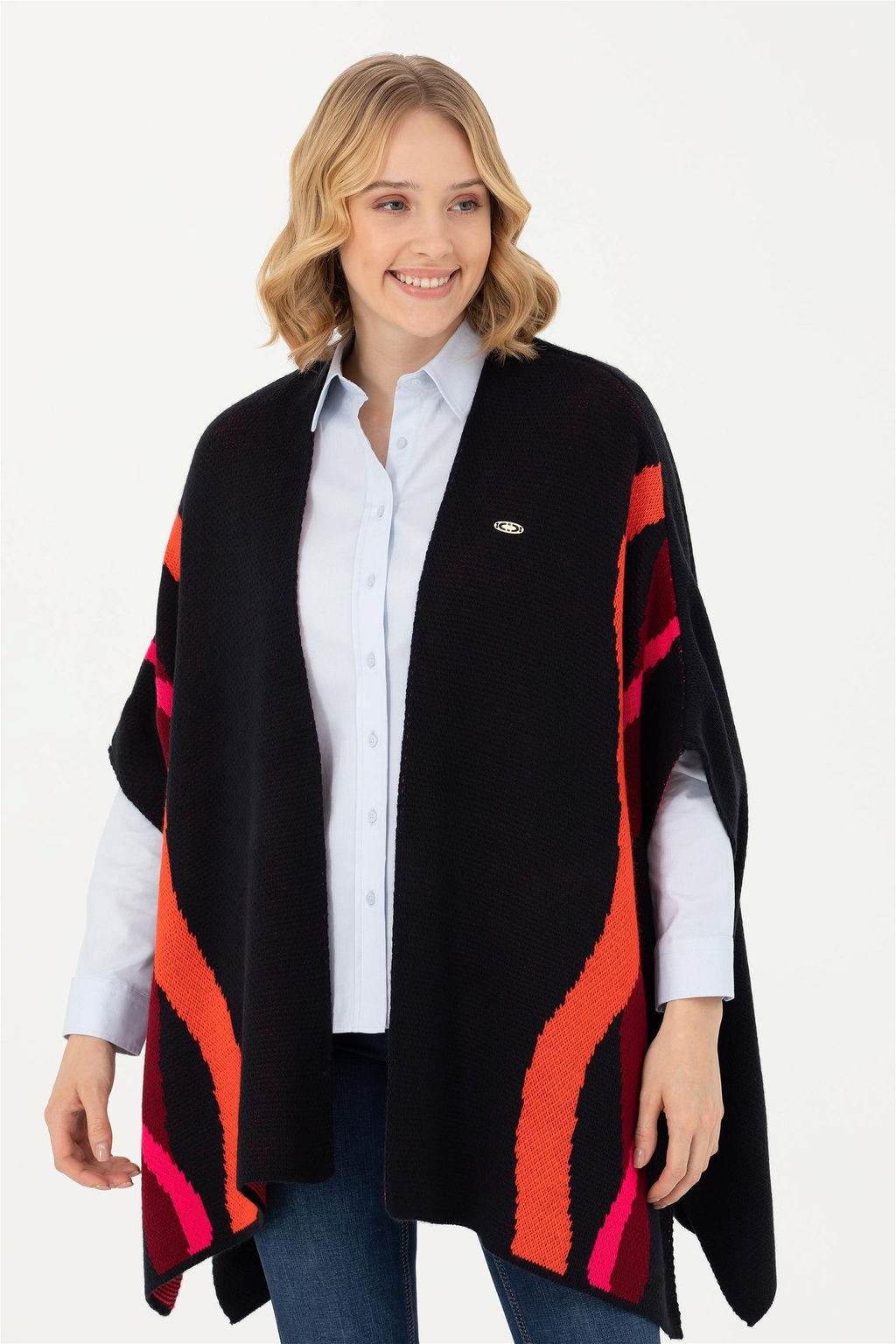 Женское темно-синее трикотажное пончо Неожиданная скидка в корзине - U.s. polo assn фото 3